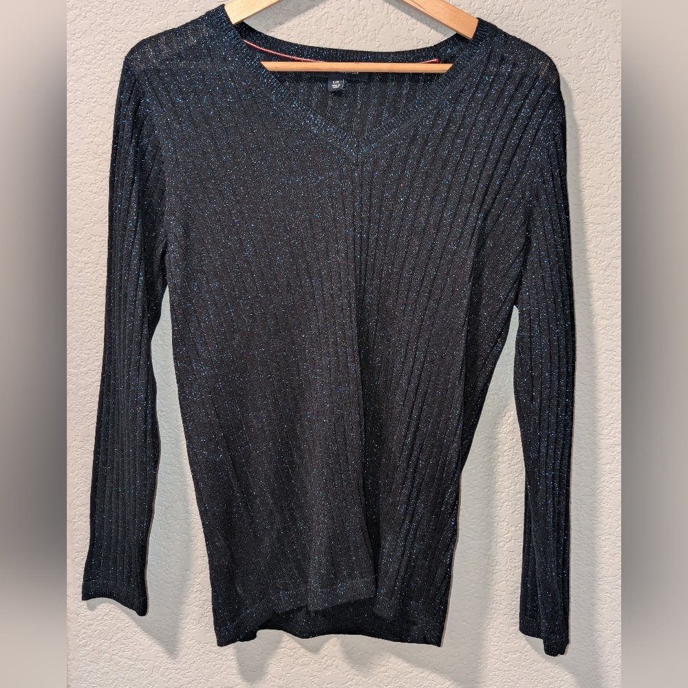 Tommy Hilfiger Blue Sparkle Vneck Women's  Sweater